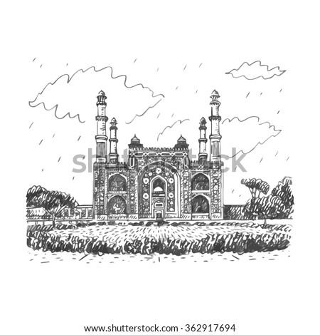 Main Gate Akbars Tomb Sikandra Suburb Stock Vector 362917694 - Shutterstock