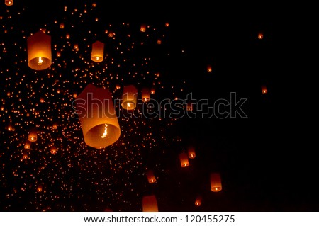 Sky lanterns festival,Thailand, Loy Krathong and Yi Peng Festival