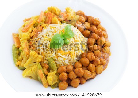 Vegetarian biryani rice or briyani rice, fresh cooked with steam, delicious indian food. - stock photo