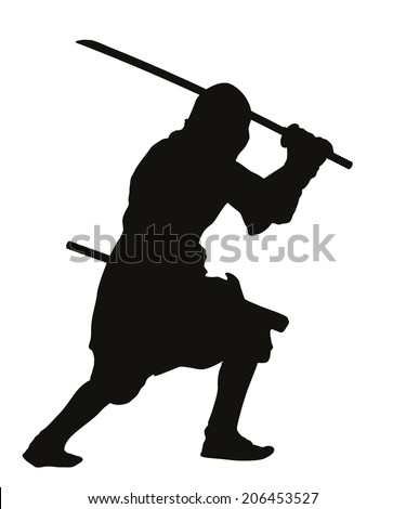 Ninja Warrior Sword Detailed Vector Silhouette Stock ...