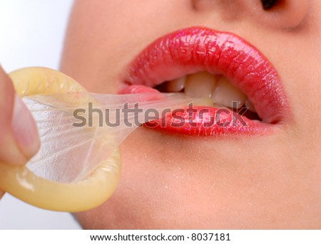 Mouth Girl Pierced Tongue Licking Condom Stock Photo ...