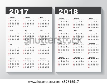 calendar template 2017 2018 years week stock illustration 689616517 calendar template week
