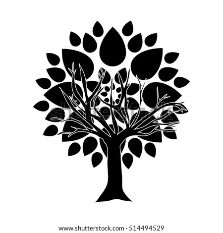 Black Tree Silhouette Isolated On White Stock Vector 102856430