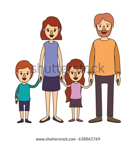 Big Cartoon Family Parents Children Grandparents Stock Vector 86125405 