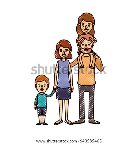 Cartoon Mixed Ethnicity Familycaucasian Mother Black Stock Vector ...