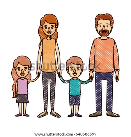 Big Cartoon Family Parents Children Grandparents Stock Vector 86125405 ...