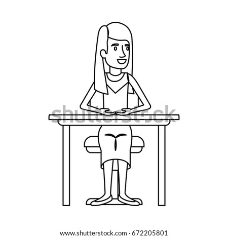 Coloring Page Man Sitting Behind Desk Stock Vector 484827925 - Shutterstock