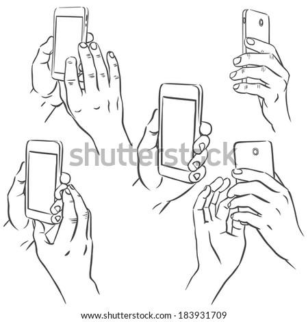 Hands Different Interpretations Mobile Phone Hand Stock Vector