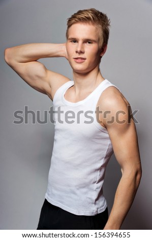 Portrait Young Handsome Blond Man Wearing Stock Photo 134656742 ...