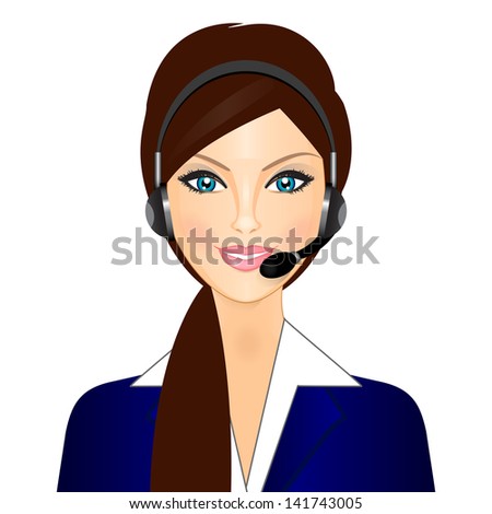 Vector illustration of smiling telephone operator - stock vector