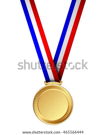 Vector Illustration Gold Medal Ribbon Stock Vector 465566444 - Shutterstock