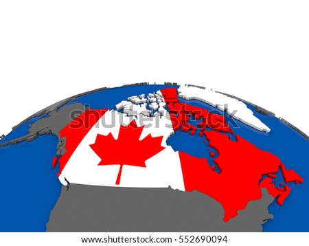 Map Canada Embedded Flag On Globe Stock Illustration 552690094