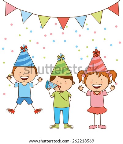 Cartoon Kids Celebrate Birthday Stock Vector 81238804 - Shutterstock