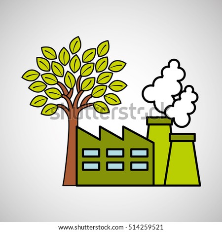 factory ecology tree environment graphic vector illustration eps 10
