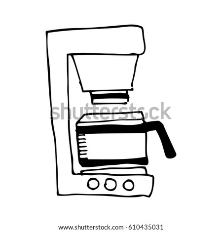 Coffee Machine Drawing Isolated Icon Vector Illustration Design Coffee Machine Drawing Isolated Icon Vector Illustration Design