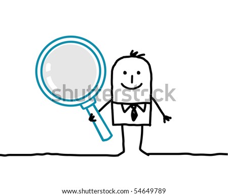 Cartoon Man Carrying Large Magnifying Glass Stock Vector 367904291 ...