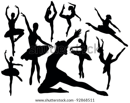 Set of ballet dancers silhouettes. Vector illustration