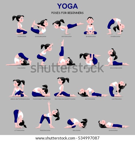 Fitness Exercises Cartoon Girl Blue White Stock Illustration 534997087 - Shutterstock