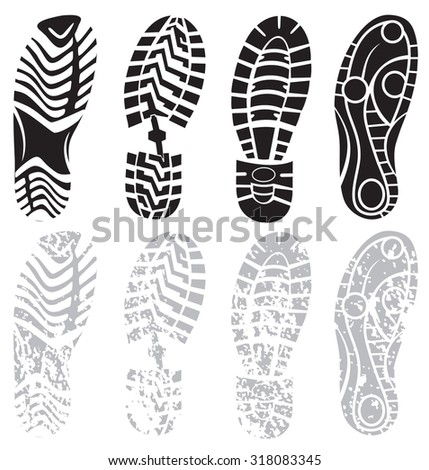 Footprint Sport Shoes Vector Set Stock Stock Vector 624249974 ...