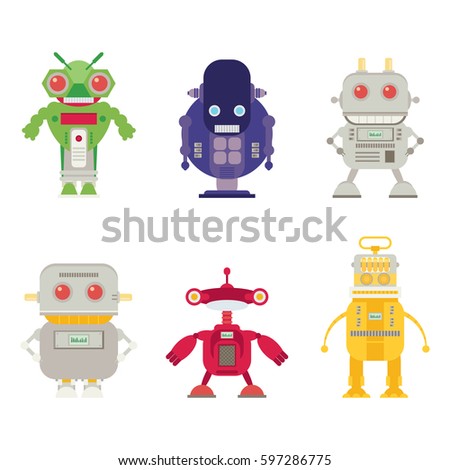 Nine Different Vector Retro Cute Little Stock Vector 49157746 ...