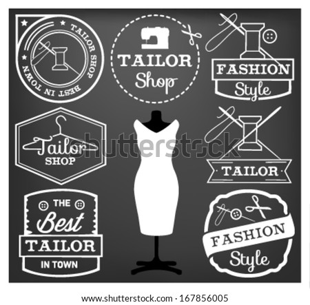 Labels Badges Signs Tailor Shop Retro Stock Vector 169869281 - Shutterstock