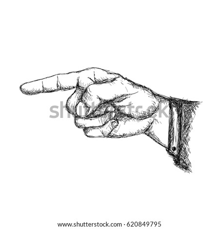 Hand Gesture Pointing Right Finger Retro Stock Vector 495668467