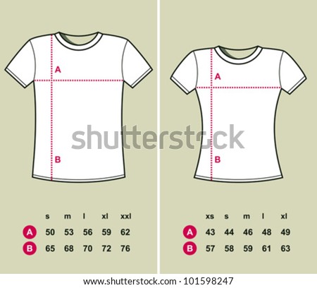 T Shirt Sizes Men Women Stock Vector 101598247 - Shutterstock