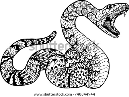 Snake Open Mouth Hand Drawn Patterns Stock Vector 748844944 - Shutterstock