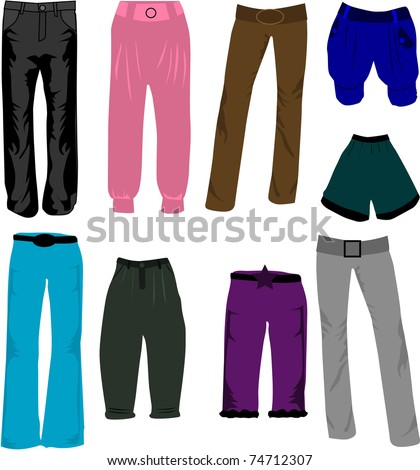Fashion Set Different Pants Trousers Illustration Stock Vector ...