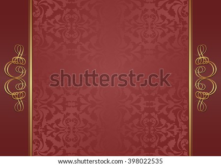 Elegant Burgundy Background Gold Lace Ornament Stock Vector 175513214 ...