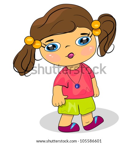 Cartoon Child Walking Illustration Little Girl Stock Vector 105586601 ...