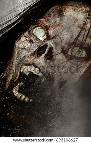 3d illustration of close up scary ghost woman,Horror background mixed media 3d illustration of close up scary ghost woman,Horror background mixed media