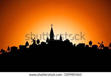 Download Village Silhouette Stock Images, Royalty-Free Images ...