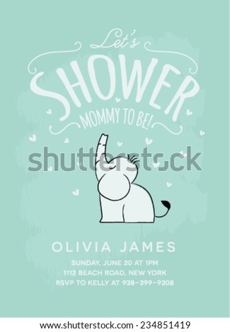 Baby Shower Invitation Card Design with Sitting Elephant