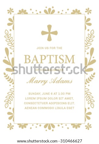 Baptism Template Floral Frame Stock Vector 310466627 - Shutterstock