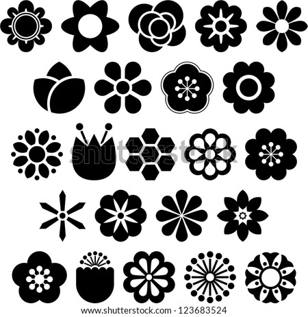 Set Vectorized Flowers Stock Vector 123683524 - Shutterstock