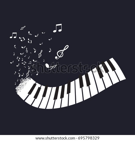 Flying Notes Abstract Piano Keyboard Music Stock Vector 535113907 ...