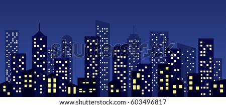 Cartoon Style City Buildings Vector Background 스톡 벡터 603496817