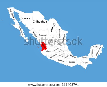 Nayarit Mexico Vector Map Silhouette Isolated Stock Vector 311403791 ...