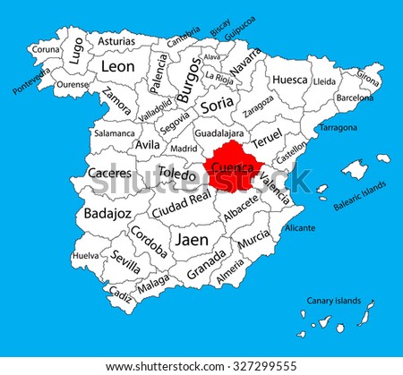 Cuenca map, Spain province vector map. High detailed vector map of ...