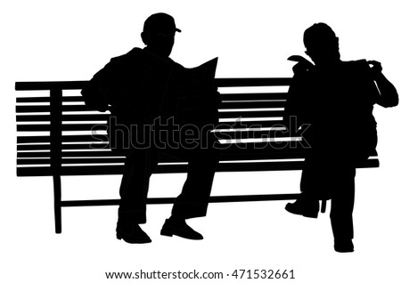 Two Pensioners Read Newspapers On Bench Stock Vector 471532661 ...