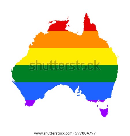 Australia Pride Gay Map Rainbow Flag Stock Vector 597804797 - Shutterstock