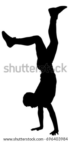 Young Man Doing Cartwheel Sportsman Handstand Stock Vector 696403984 ...