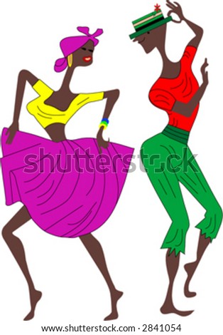 Three Sassy Ladies Coordinating Dresses Hats Stock Vector 768900