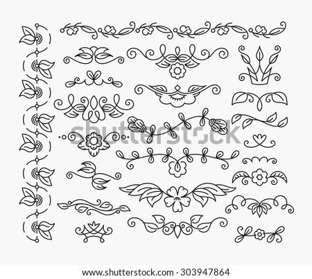 Thin Mono Line Floral Decorative Design Stock Vector 303947864 ...