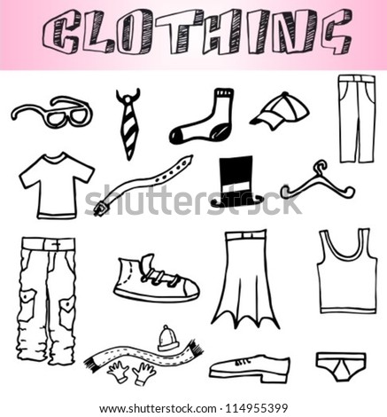 Clothes Simple Shapes Collection Hand Drawing Stock Vector 131075864 ...