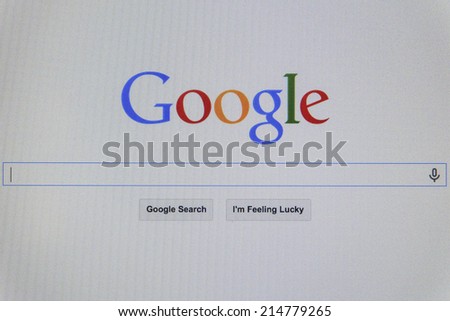 THAILAND - SEPTEMBER 2, 2014: Google search first landing page view on web browser.