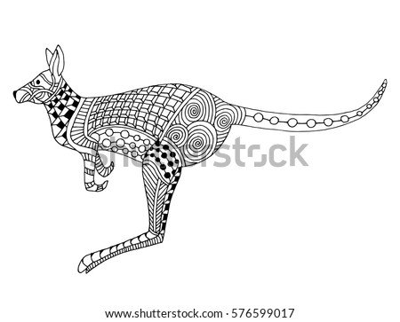 Download Kangaroo Zentangle Illustration On Simple White Stock ...