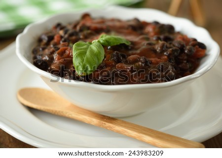 Black bean soup in a bowl