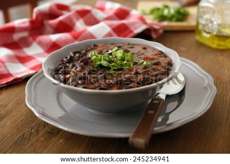 Black bean soup in a bowl